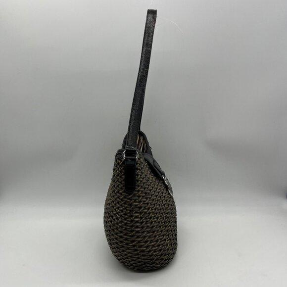 Brighton Black/Tan Jani Woven Shoulder Bag - Picture 4 of 10